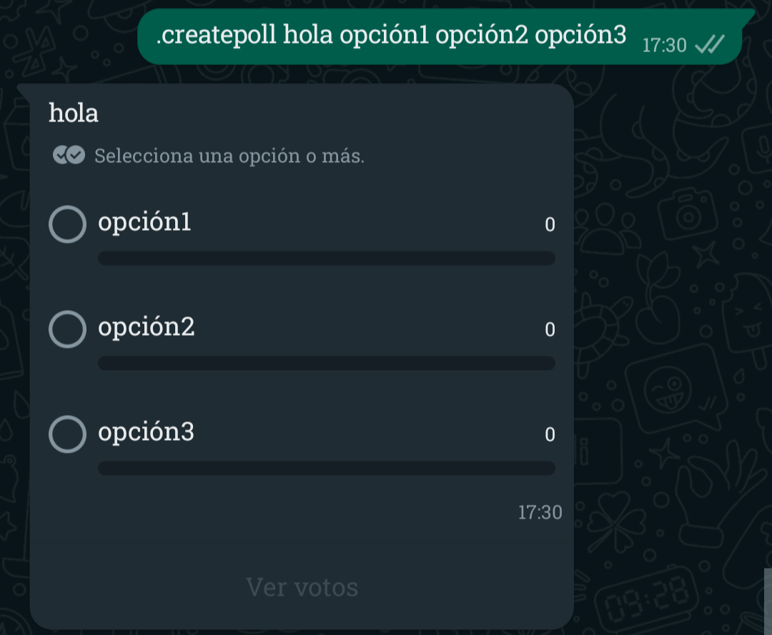 Ejemplo de uso de createpoll