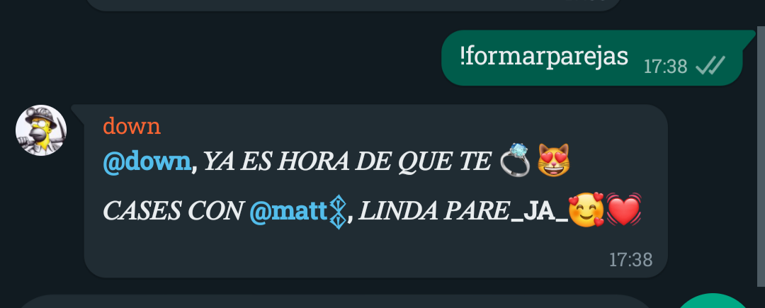 Ejemplo de uso de formarpareja